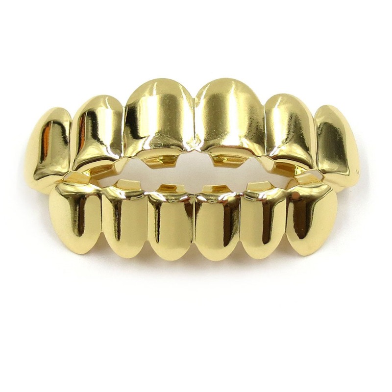 Body Jewelry Real Gold - Vergoldete und versilberte HIP-HOP-Zahnschmuck-Sets (Oben &
