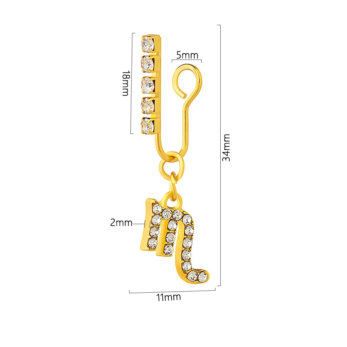 Body Jewelry Ear Piercing - 2er Pack Ohr clips Metall Zirkon