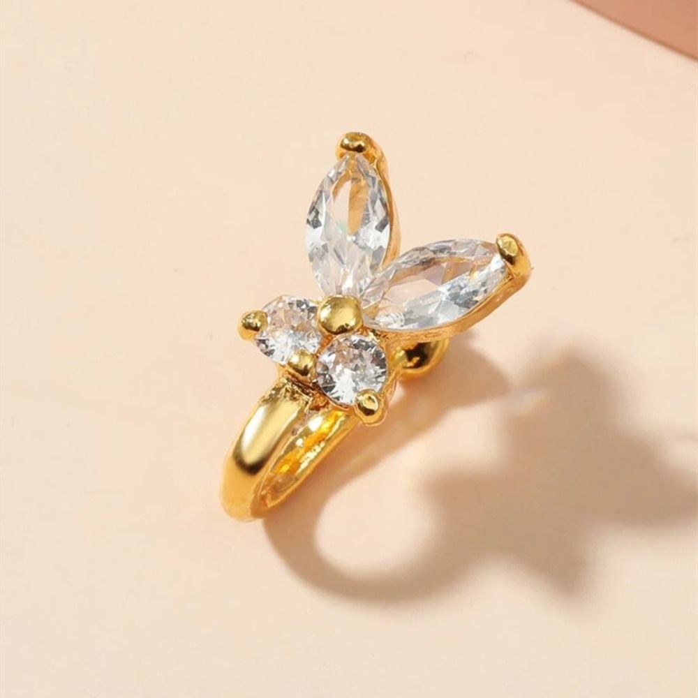 Body Jewelry Ear Piercing - Strass-Schmetterlings-Nasenring, Zirkon-Kupfer-Clip-On-Nasenring, Körperschmuck, Fake-Piercing, nicht durchstochener