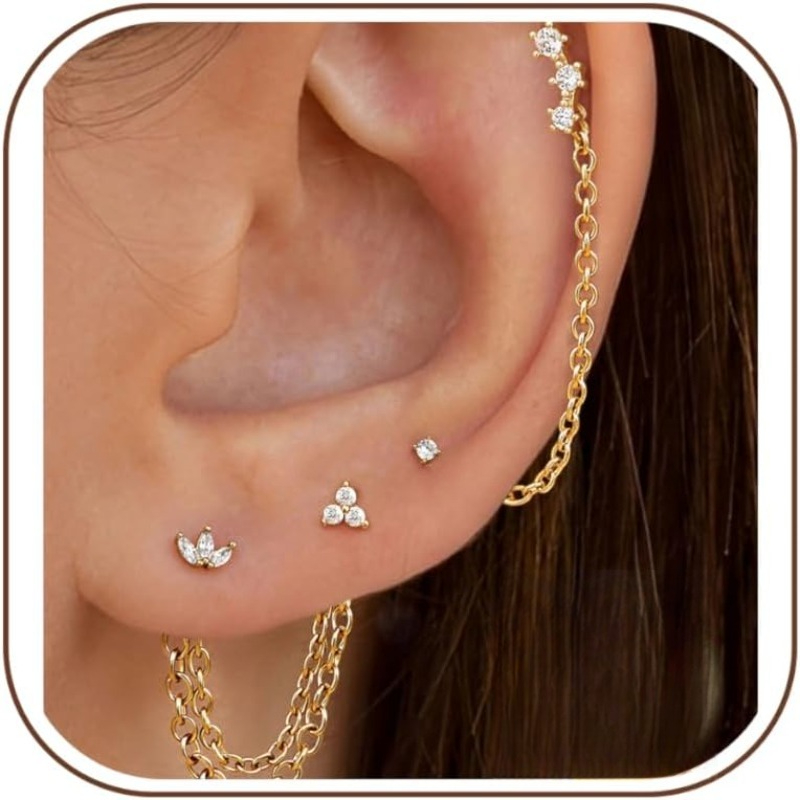 Conch Earring Hoop - Bobisty Silber-Nadel-Ohrstecker-Set für Damen, 14K vergoldete