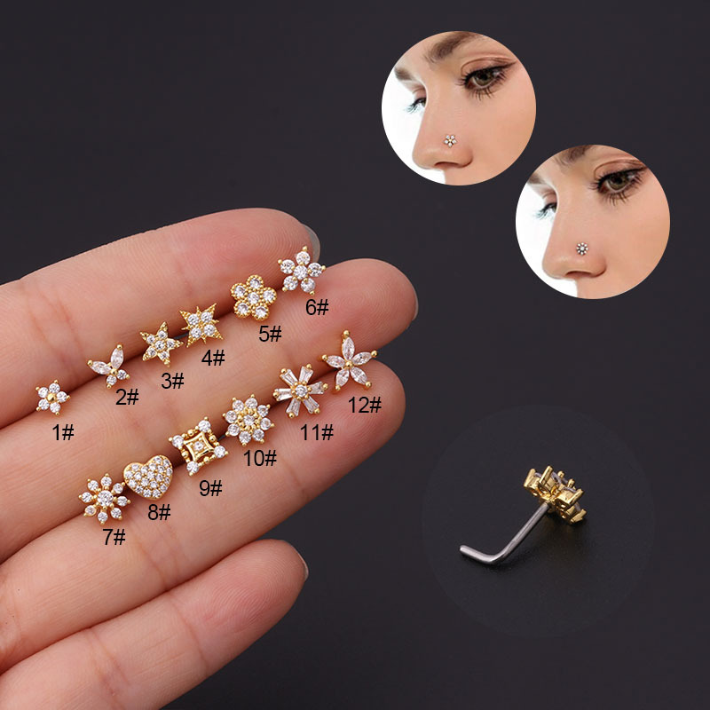 Body Jewelry Indian - 1Pc L Förmigen Nase Bolzen Edelstahl
