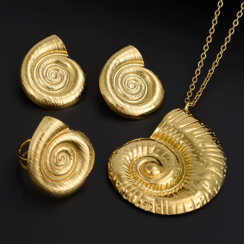 Conch Earring Hoop - Ozean/Marine Tier Schmuck Set Echt vergoldet