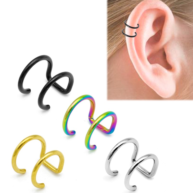Body Jewelry Ear Piercing - 2 Stück 316L Edelstahl Clip-On Ohrklemmen