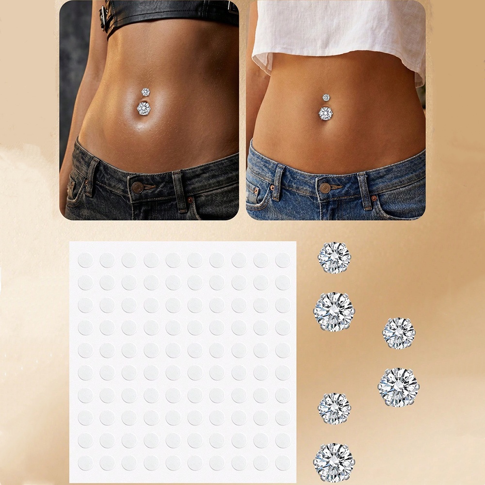 Body Jewelry Belly Button Rings - Künstlicher Bauchnabelpiercing mit Kubischem Zirkonia, Aufklebbare