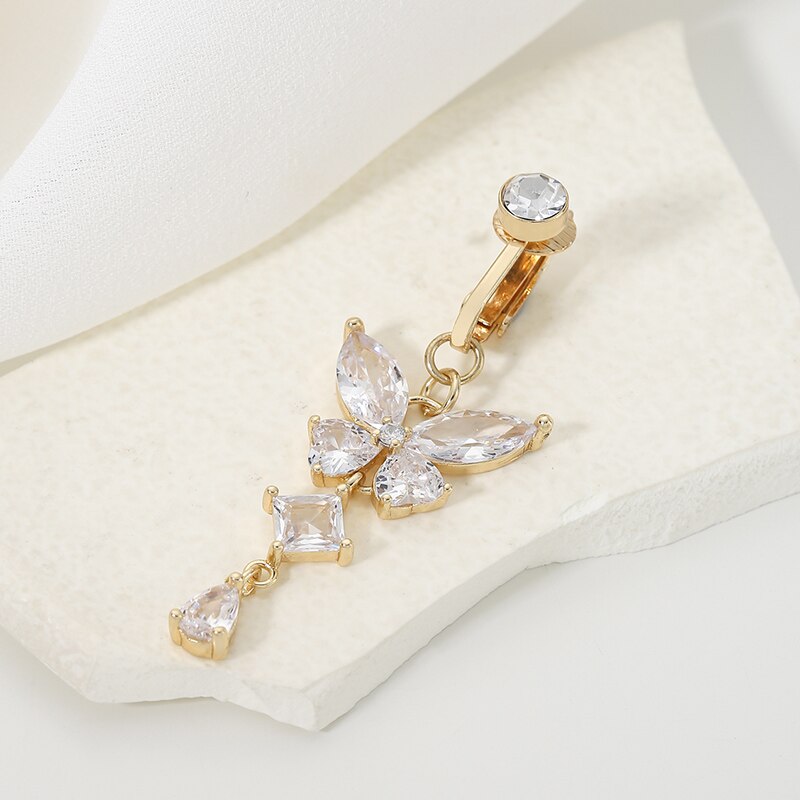 Body Jewelry Belly Button Rings - Clip On Bauchnabelring Schmetterlingsform Kupfer Zirkon
