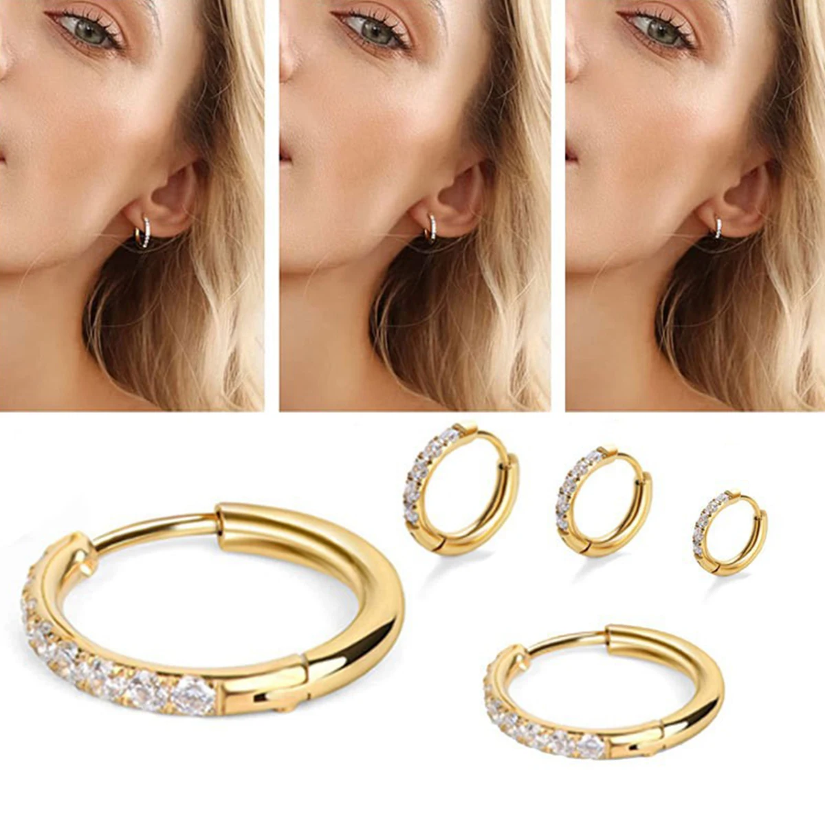 2 Stücke Edelstahl Cz Creolen  – Conch Earring Hoop Bewertung und Preis