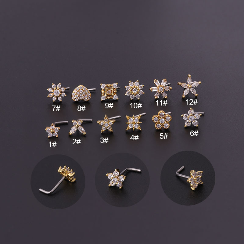 1Pc L Förmigen Nase Bolzen Ede – Body Jewelry Indian Bewertung und Preis
